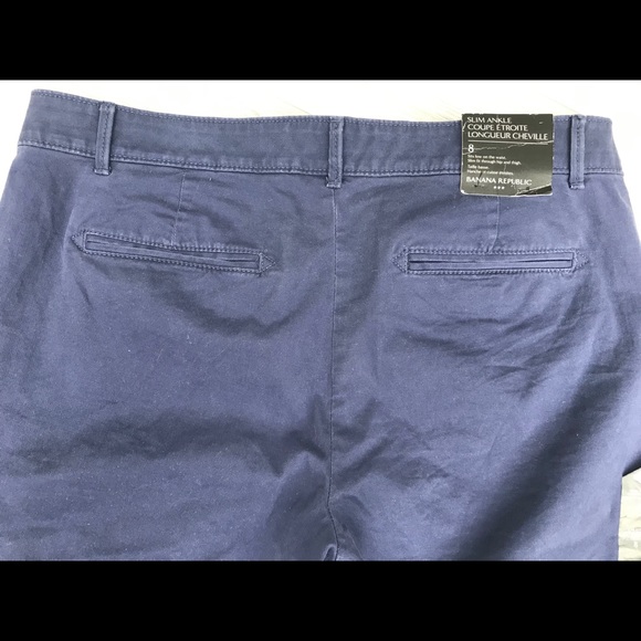 BANANA REPUBLIC Cotton Slim Ankle Pant in Navy - Picture 5 of 9